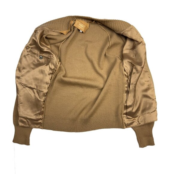 BALLY Heritage Suede Tan Knitted Lazy Luxury Western Boho Jacket Zip-up M - Picture 9 of 9